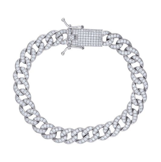 Sterling Silver Or Yellow Tone Moissanite Miami Cuban Chain Bracelet