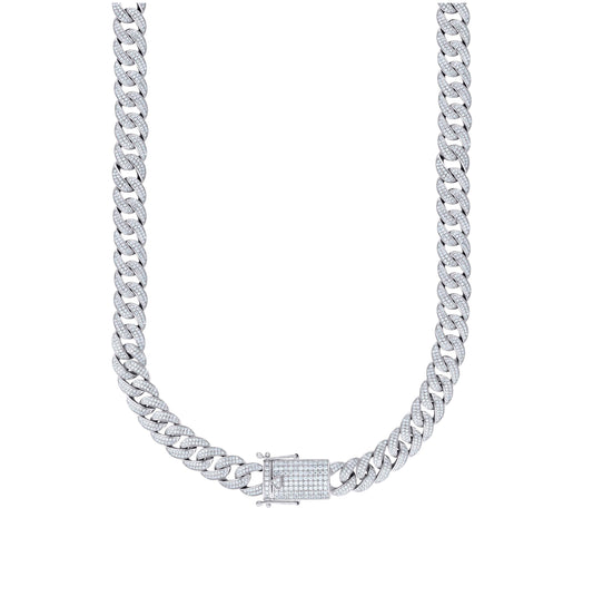 Sterling Silver Or Yellow Tone Moissanite Miami Cuban Chain