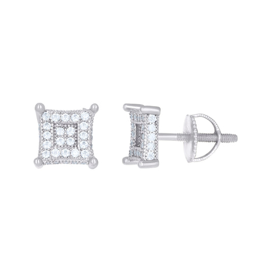 Sterling Silver Or Yellow-Tone Womens Moissanite 0.48Ct Square Stud Earrings