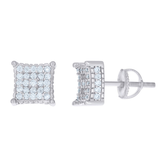 Sterling Silver Or Yellow-Tone Womens 0.78ct Moissanite Square Fashion Stud Earrings