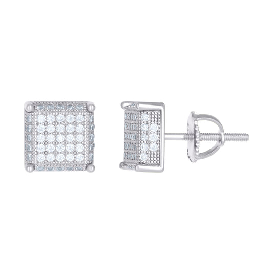 Sterling Silver Or Yellow-Tone Womens Moissanite 0.80Ct Square Stud Earrings