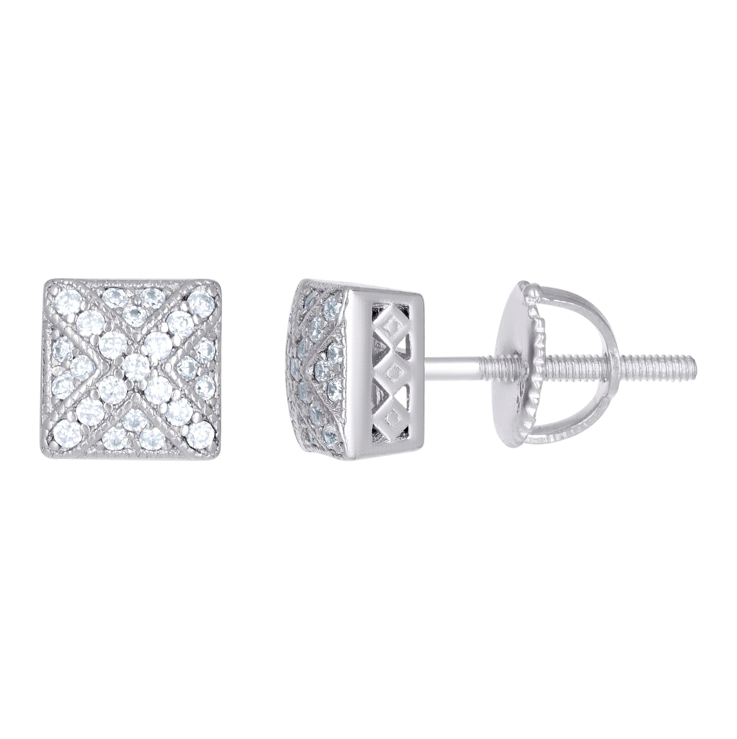 Sterling Silver Or Yellow-Tone Womens Moissanite 0.21Ct Square Stud Earrings