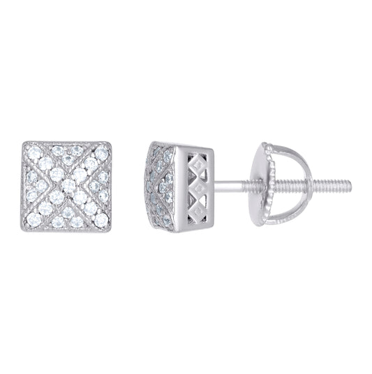 Sterling Silver Or Yellow-Tone Womens Moissanite 0.21Ct Square Stud Earrings
