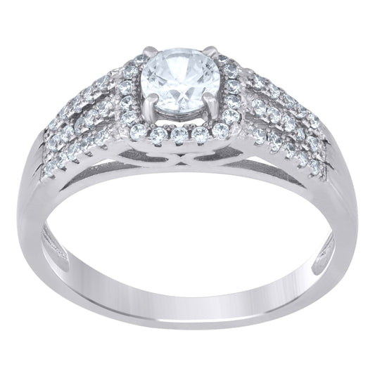 Sterling Silver Womens Moissanite 0.90Ct Fashion Bridal Anniversary Wedding Engagement Band Ring