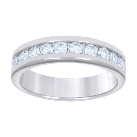 Sterling Silver Womens Moissanite 0.75Ct Bridal Anniversary Engagement Wedding Band Ring