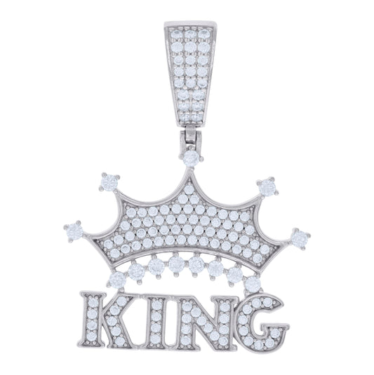 Sterling Silver Mens Moissanite 1.03 Cttw KING Talking Fashion Pendant