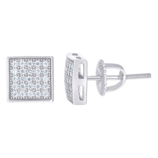 Sterling Silver Or Yellow-Tone Womens Moissanite 0.43Ct Square Stud Earrings