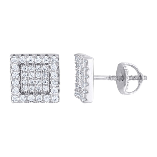 Sterling Silver Or Yellow-tone Womens 0.53ct Moissanite Square Fashion Stud Earrings