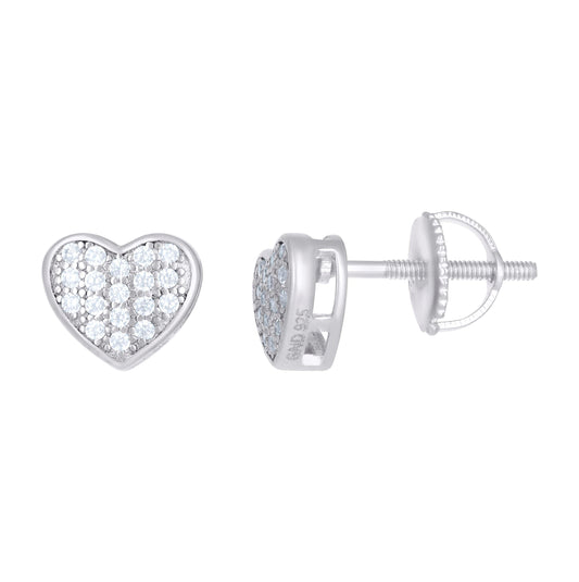Sterling Silver Or Yellow-tone Womens 0.18ct Moissanite Heart Stud Earrings