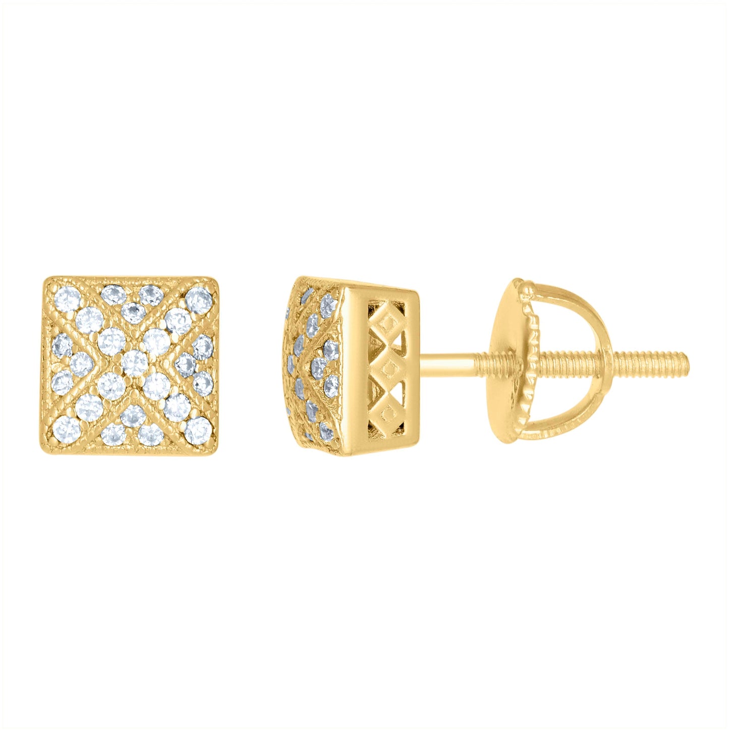 Sterling Silver Or Yellow-Tone Womens Moissanite 0.21Ct Square Stud Earrings