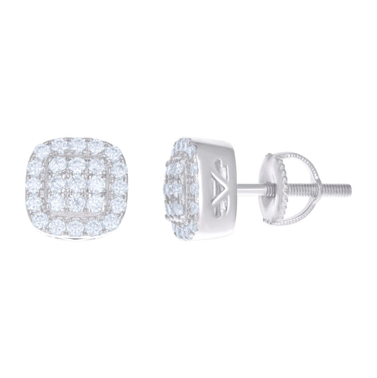Sterling Silver Or Yellow-Tone Womens Moissanite 0.94Ct Square Stud Earrings