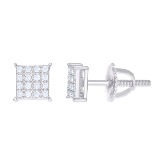 Sterling Silver Or Yellow-Tone Womens 1.1ct Moissanite Square Fashion Stud Earrings