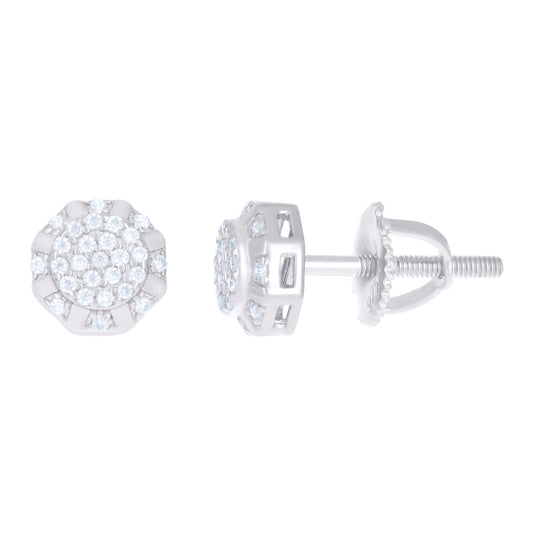 Sterling Silver Or Yellow-Tone Womens 0.22ct Moissanite Octagon Fashion Stud Earrings