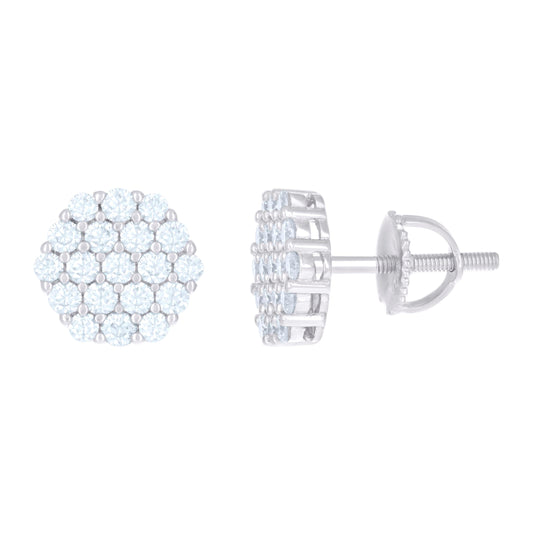 Sterling Silver Or Yellow-Tone Womens 0.76ct Moissanite Octagon Stud Earrings