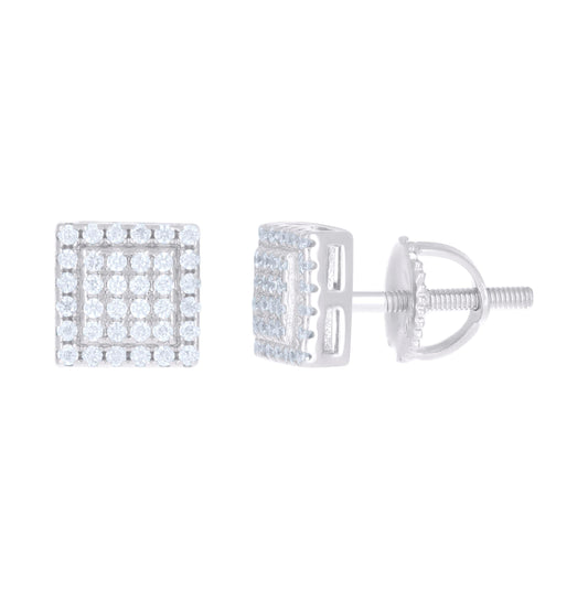 Sterling Silver Or Yellow-Tone Womens 0.22ct Moissanite Square Stud Earrings