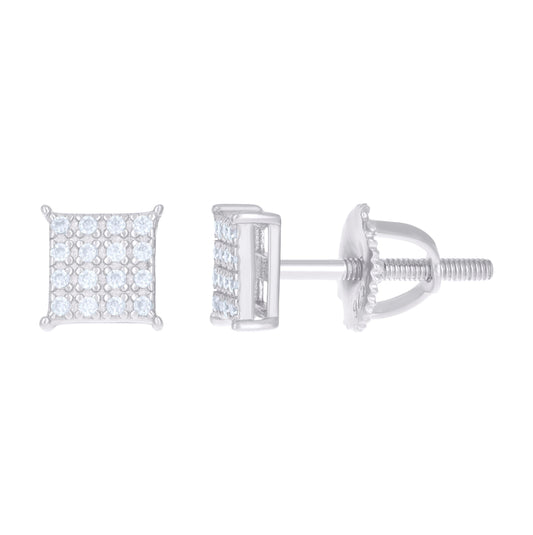 Sterling Silver Or Yellow-Tone Womens 0.13ct Moissanite Square Fashion Stud Earrings