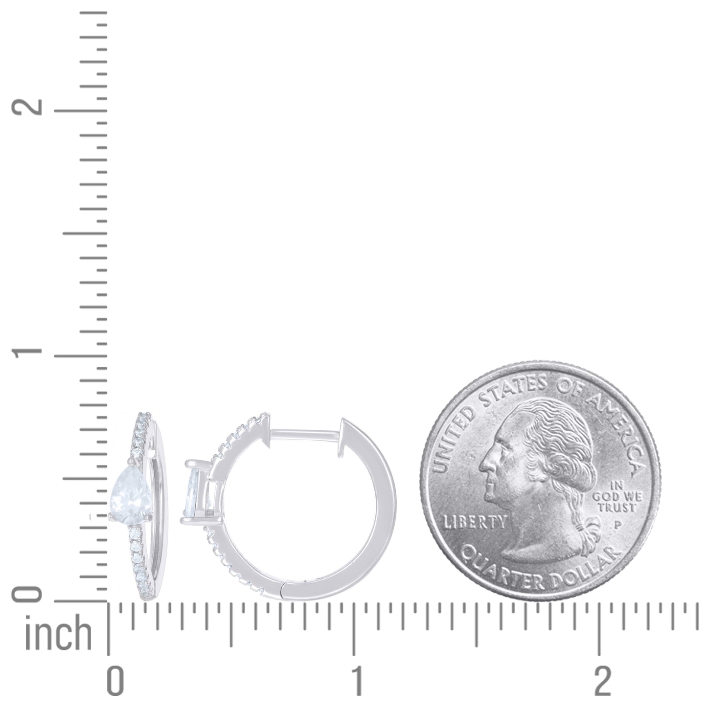 Sterling Silver Womens Cubic-Zirconia Hoop Huggies Earrings