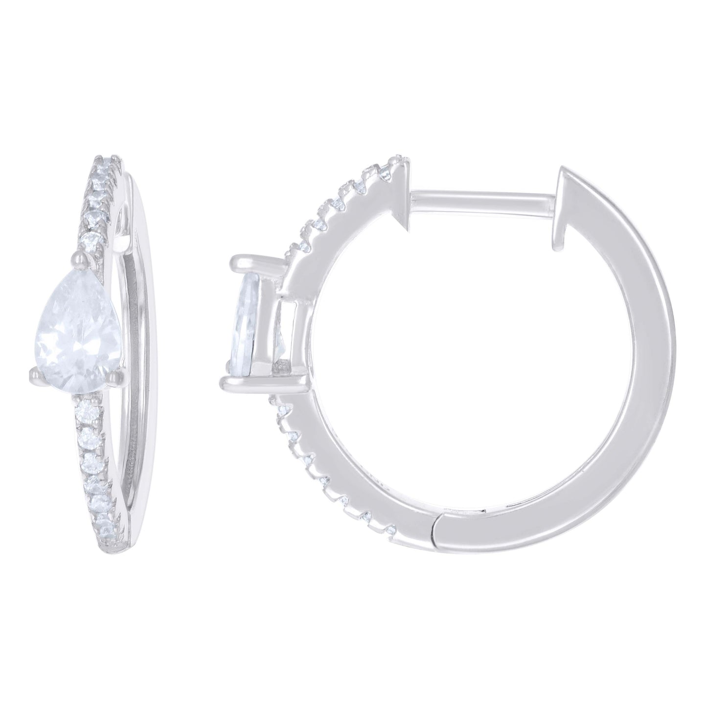 Sterling Silver Womens Cubic-Zirconia Hoop Huggies Earrings