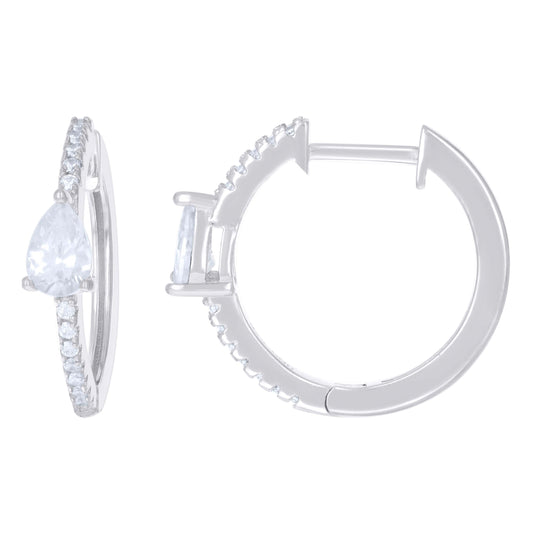 Sterling Silver Womens Cubic-Zirconia Hoop Huggies Earrings