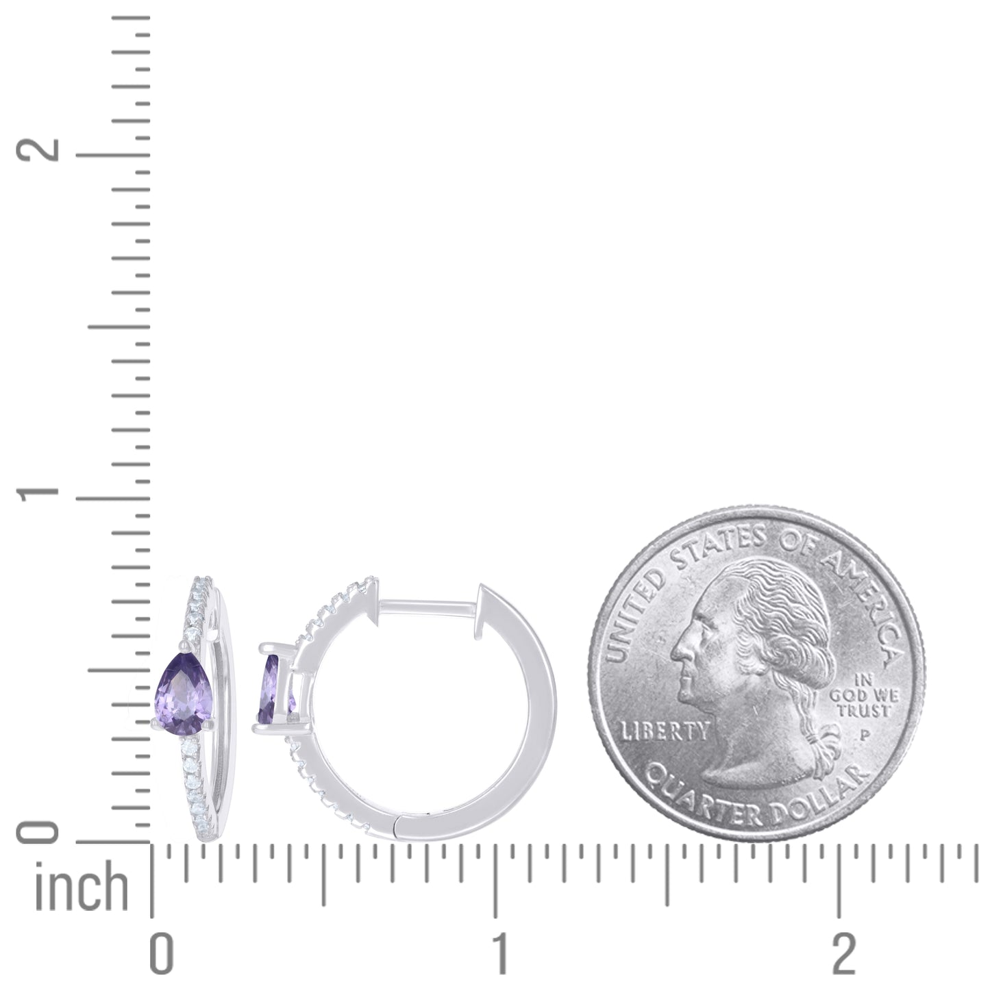 Sterling Silver Womens Cubic-Zirconia Hoop Huggies Earrings