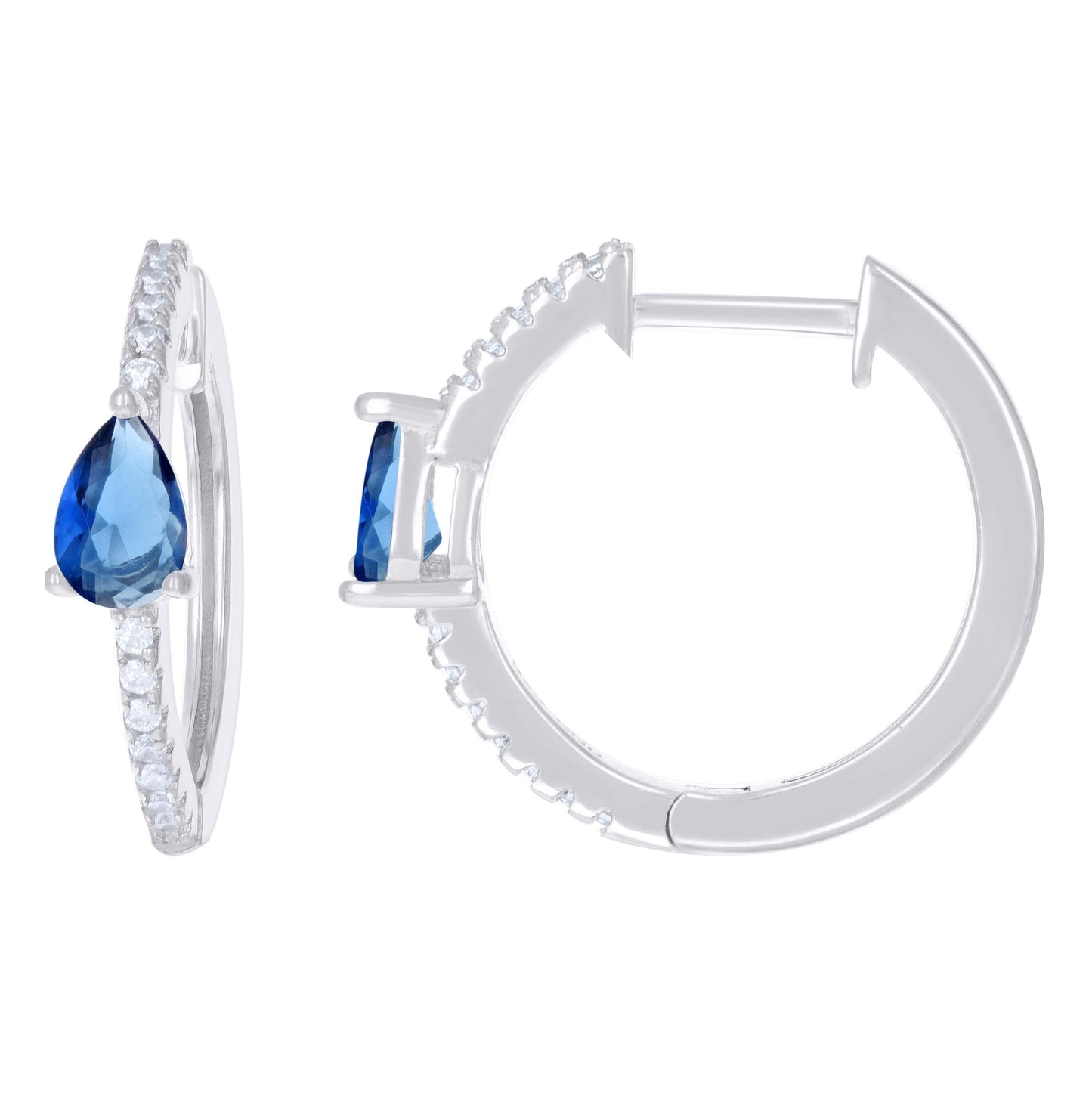 Sterling Silver Womens Cubic-Zirconia Hoop Huggies Earrings