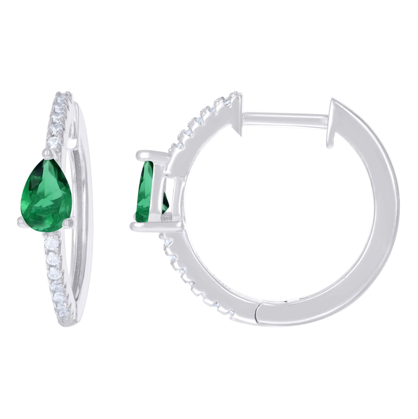 Sterling Silver Womens Cubic-Zirconia Hoop Huggies Earrings