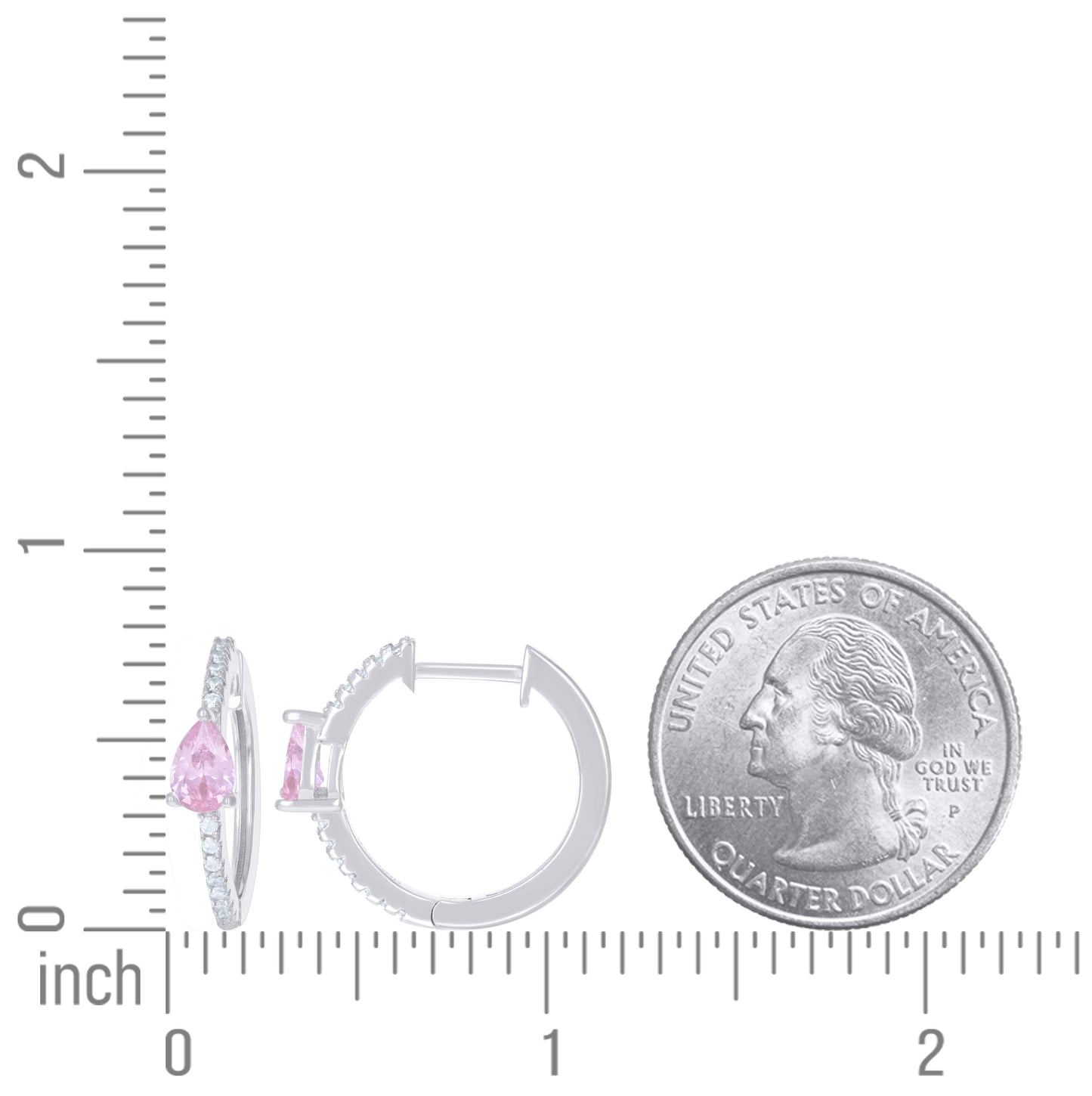 Sterling Silver Womens Cubic-Zirconia Hoop Huggies Earrings
