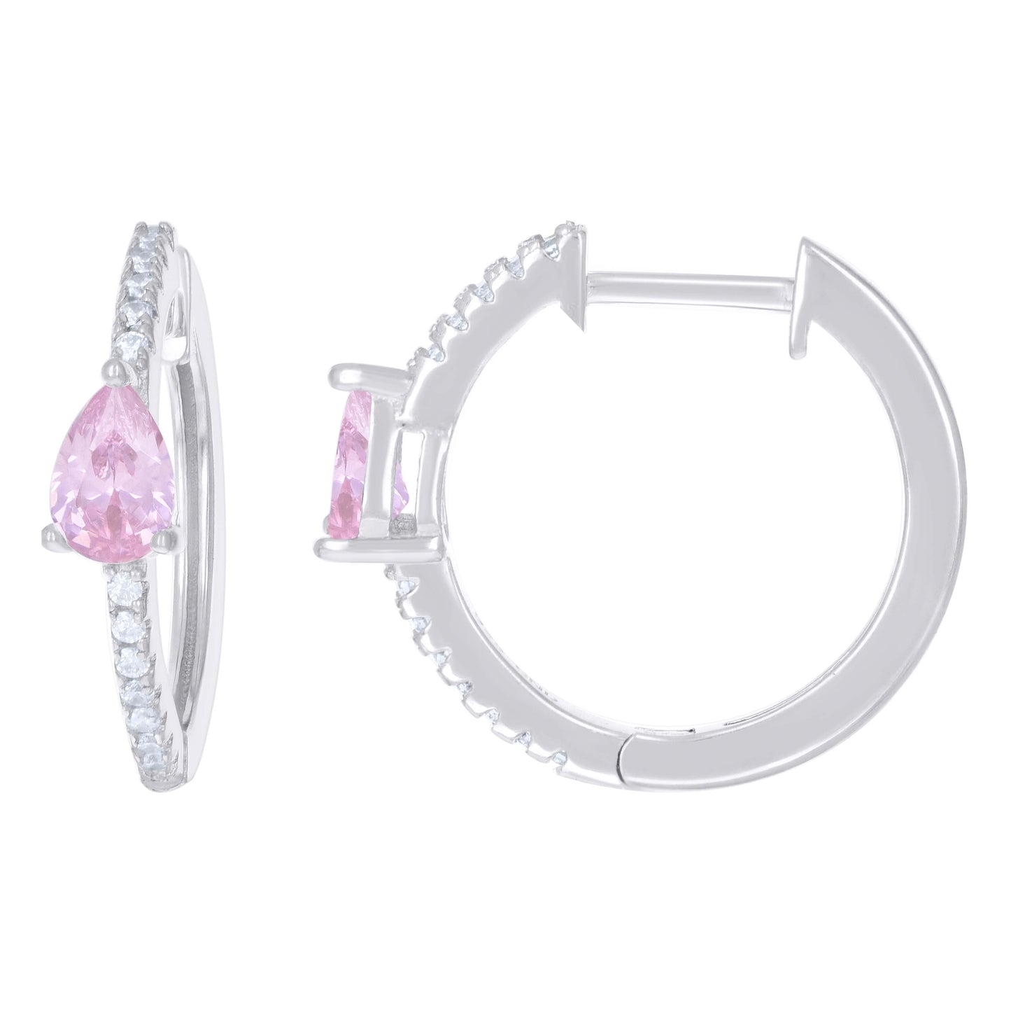 Sterling Silver Womens Cubic-Zirconia Hoop Huggies Earrings