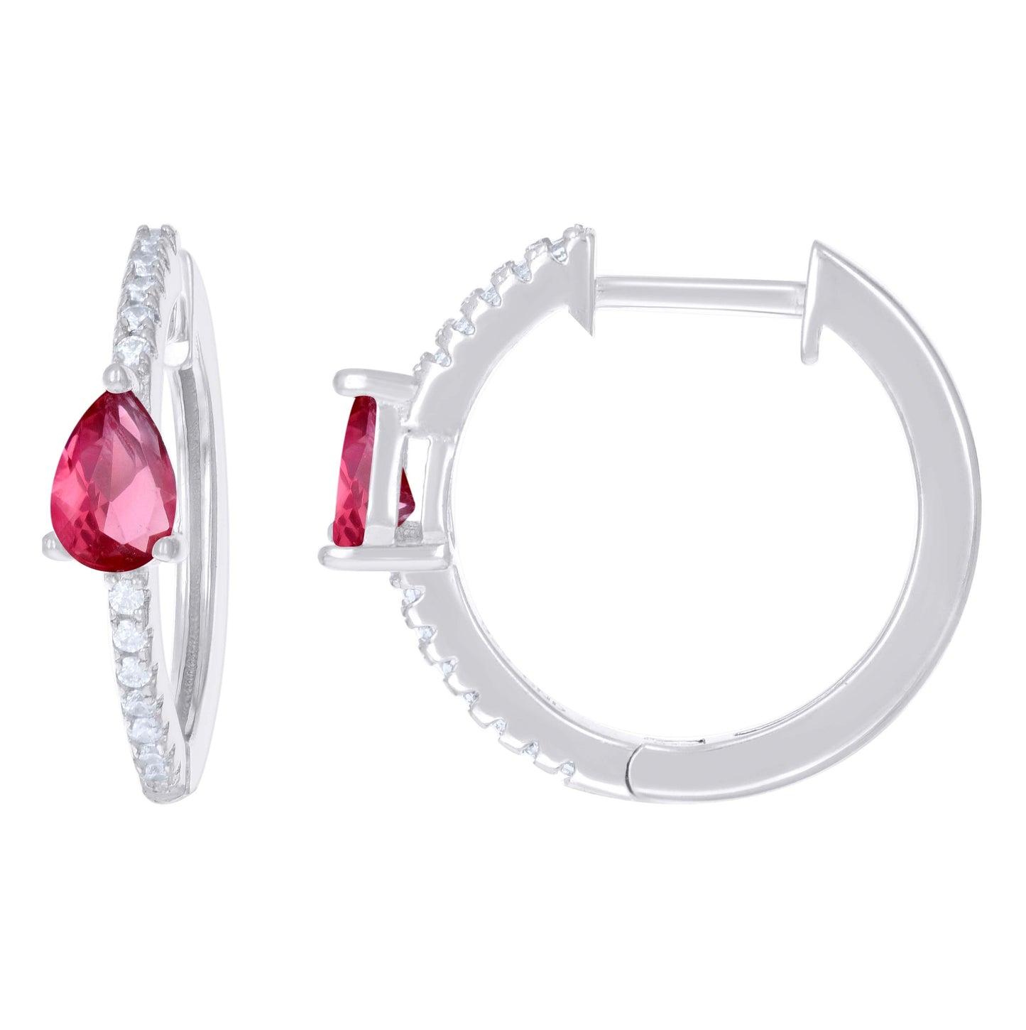 Sterling Silver Womens Cubic-Zirconia Hoop Huggies Earrings