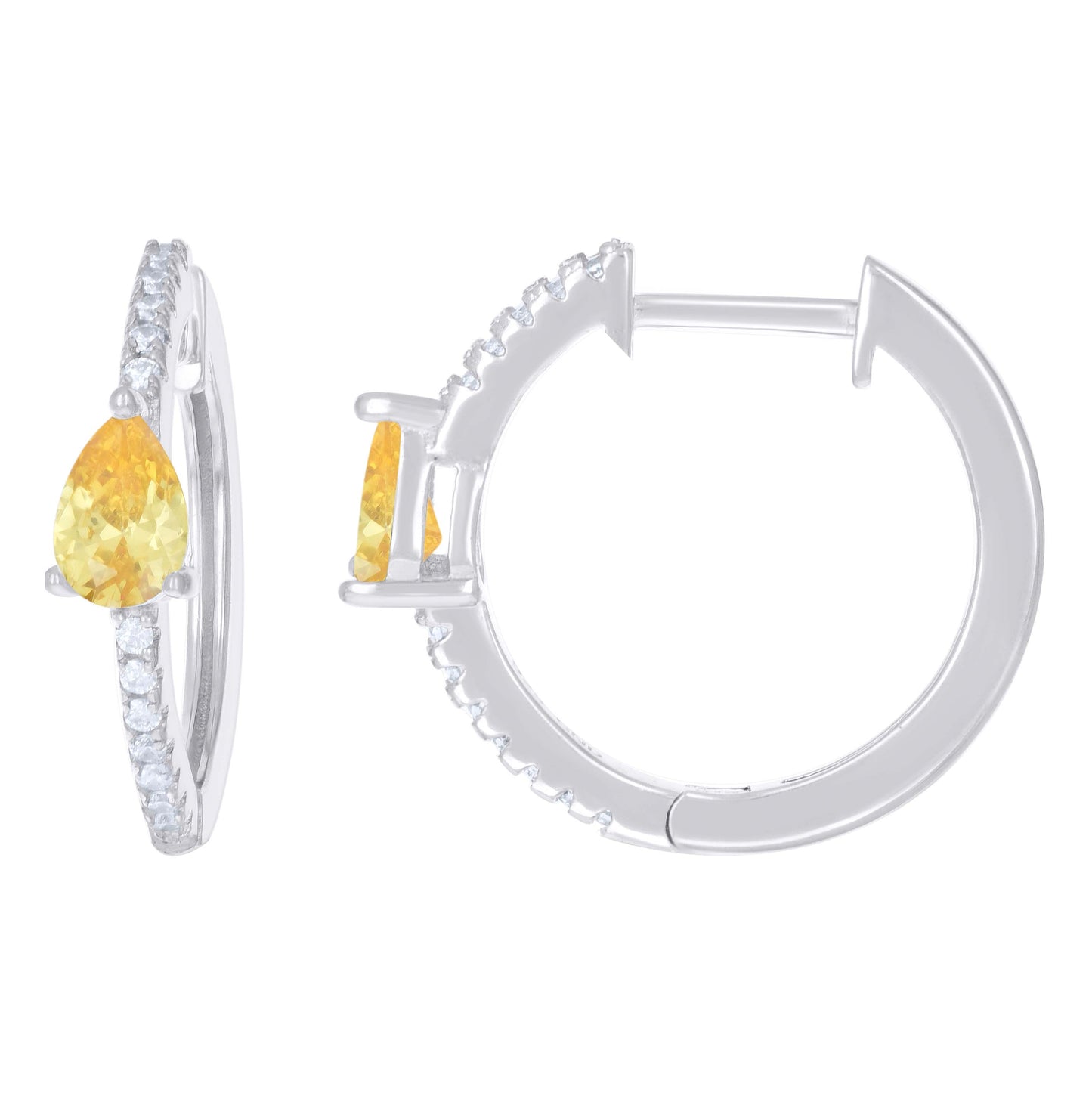 Sterling Silver Womens Cubic-Zirconia Hoop Huggies Earrings