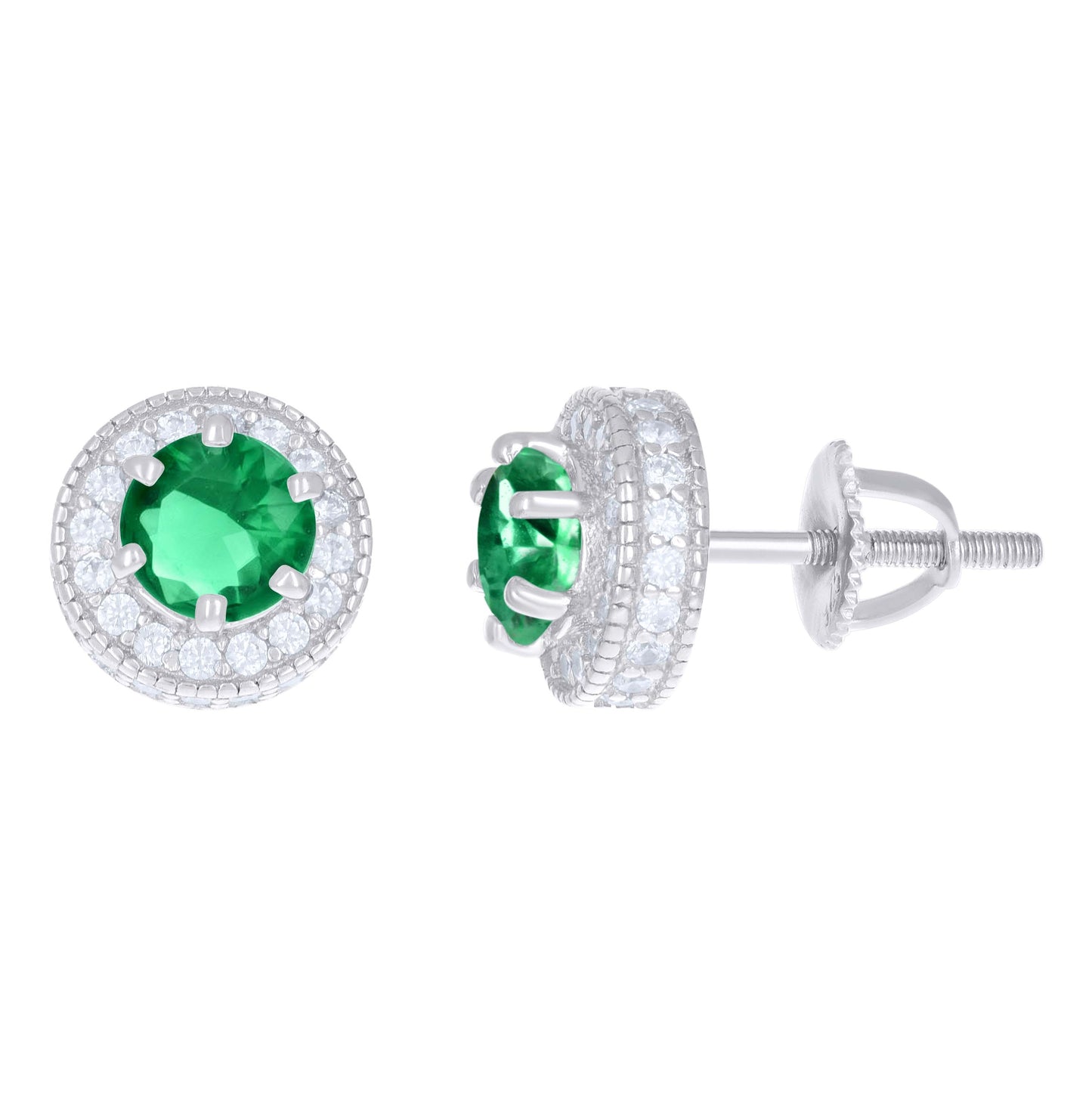 Sterling Silver Womens Cubic-Zirconia Fashion Stud Earrings