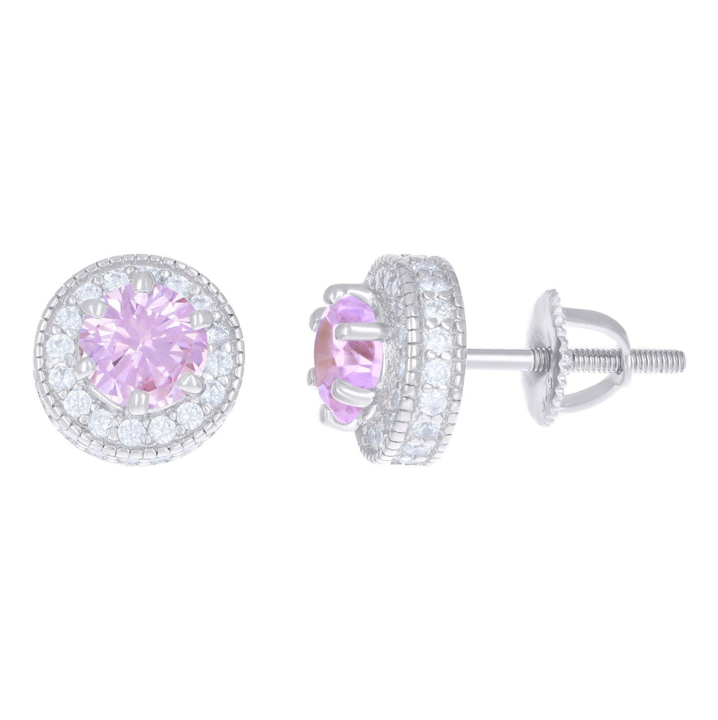 Sterling Silver Womens Cubic-Zirconia Fashion Stud Earrings