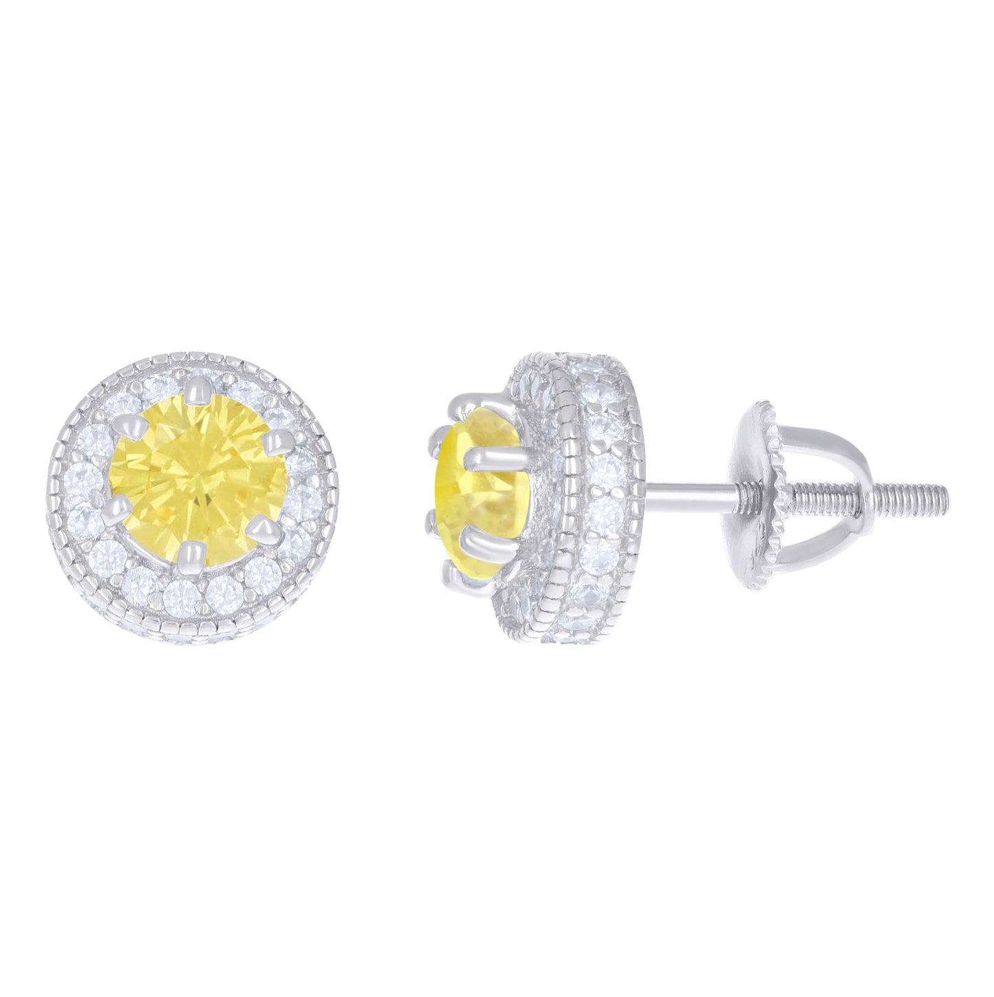 Sterling Silver Womens Cubic-Zirconia Fashion Stud Earrings