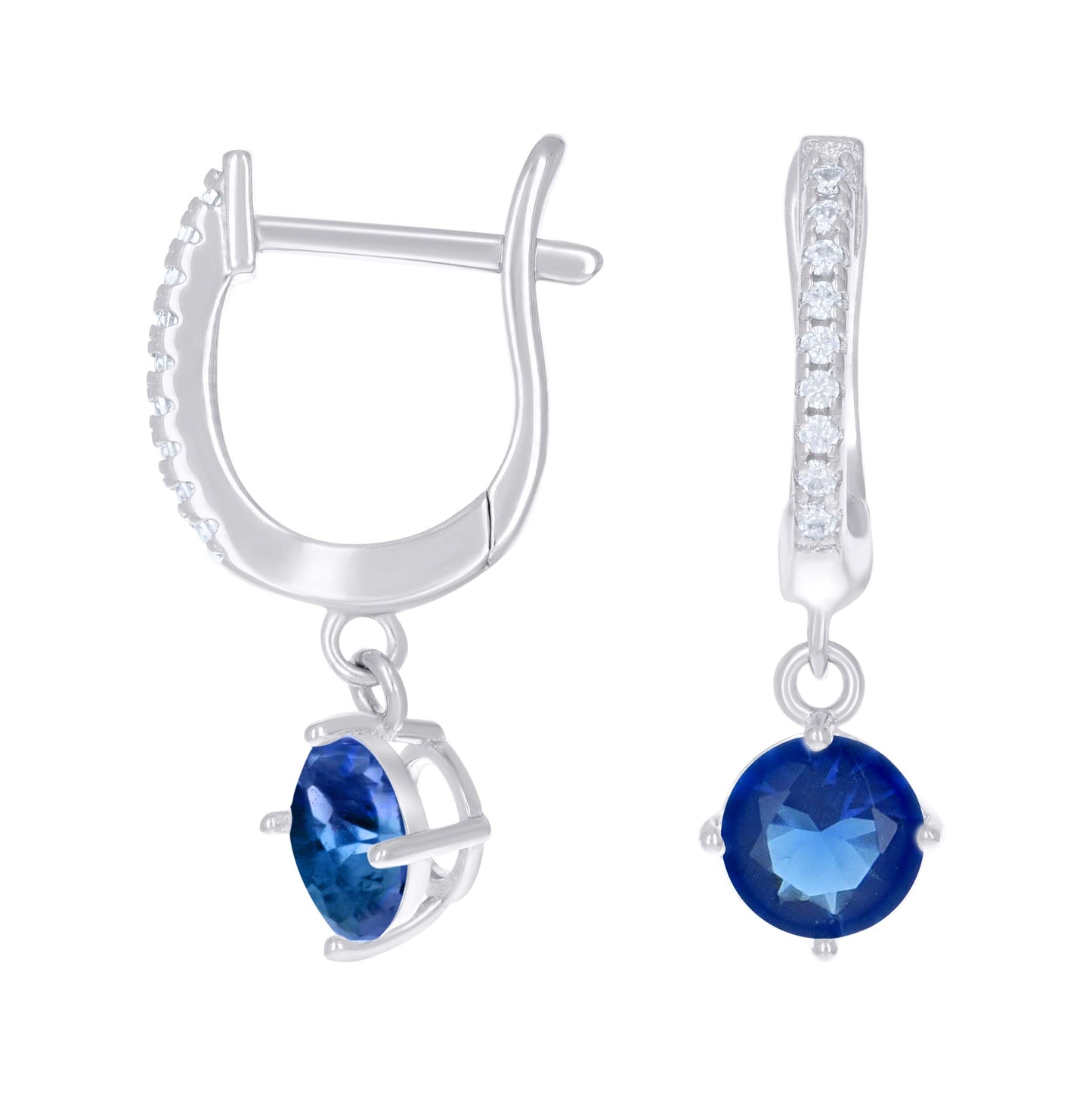 Sterling Silver Womens Cubic-Zirconia Dangle Hoop Earrings