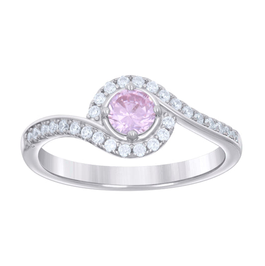 Sterling Silver Womens Pink White Cubic-Zirconia Fashion Bridal Anniversary Wedding Engagement Band Ring