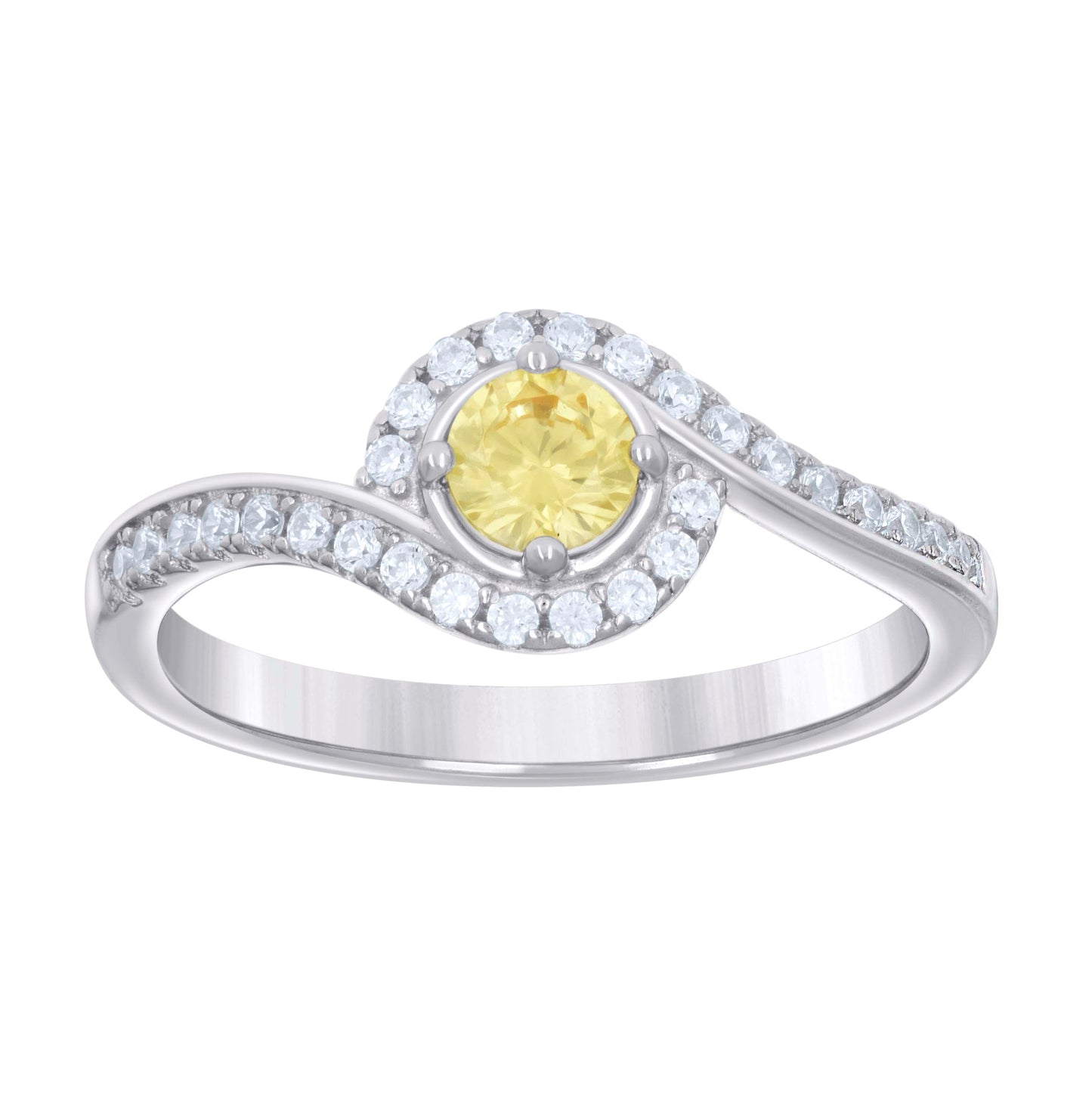 Sterling Silver Womens Yellow White Cubic-Zirconia Fashion Bridal Anniversary Wedding Engagement Band Ring