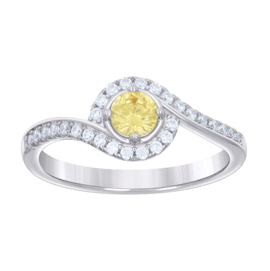 Sterling Silver Womens Yellow White Cubic-Zirconia Fashion Bridal Anniversary Wedding Engagement Band Ring