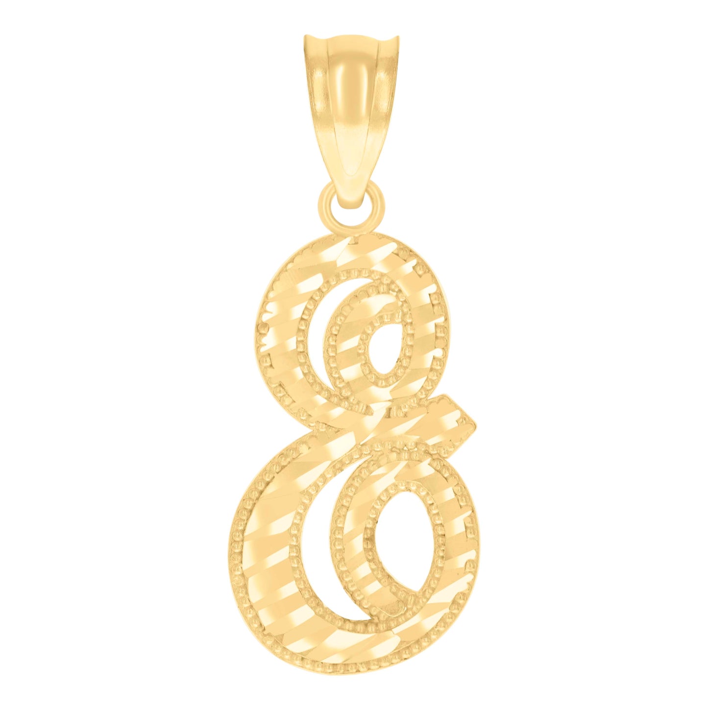 14K Yellow Gold Unisex Diamond-cut Initial Alphabet Charm Pendant
