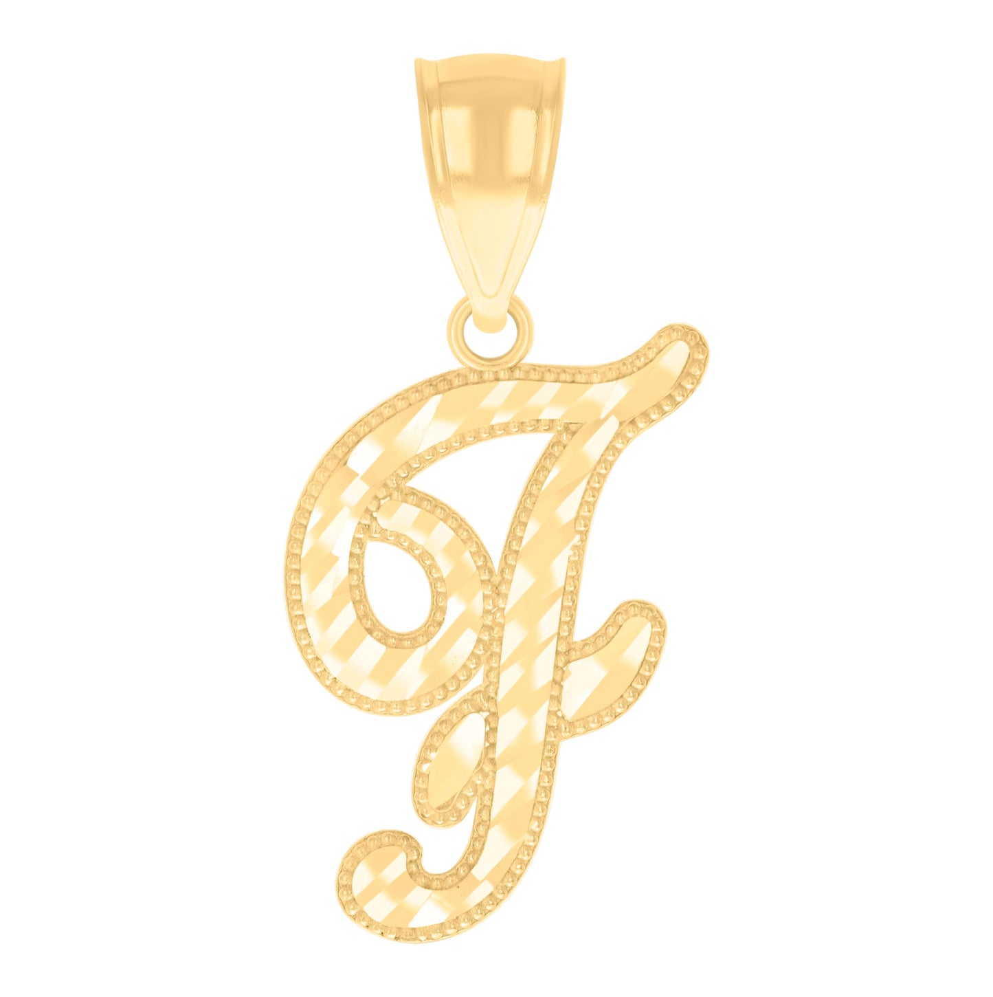 14K Yellow Gold Unisex Diamond-cut Initial Alphabet Charm Pendant