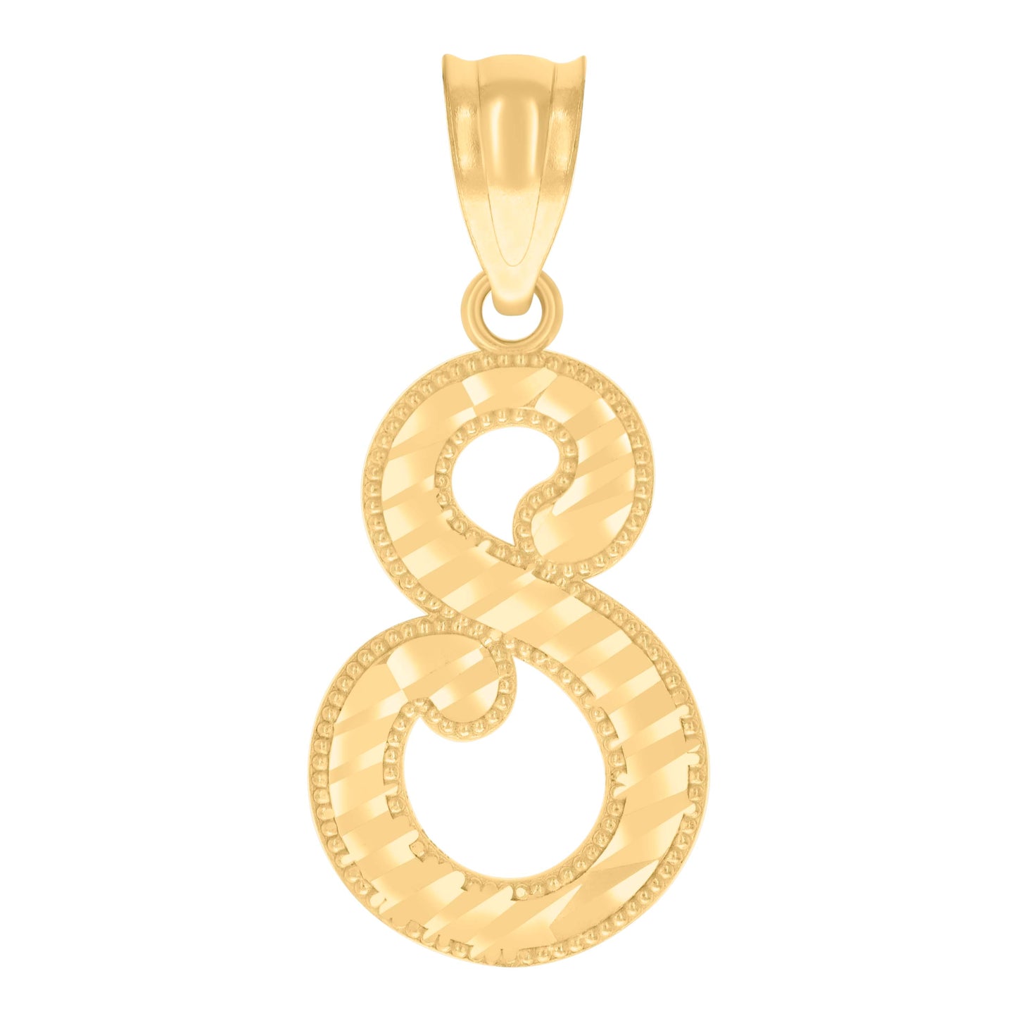 14K Yellow Gold Unisex Diamond-cut Initial Alphabet Charm Pendant
