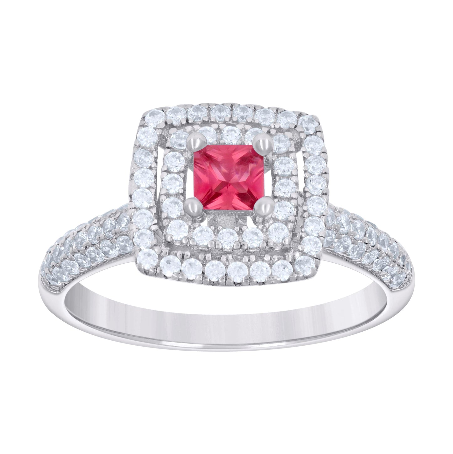 Sterling Silver Womens Princess-Cut Round Cubic-Zirconia Square Fashion Bridal Anniversary Wedding Engagement Band Ring