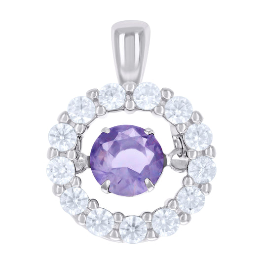 Sterling Silver Womens Cubic Zirconia Fashion Round Charm Pendant