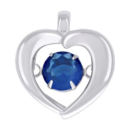 Sterling Silver Womens Blue Cubic-Zirconia Heart Pendant