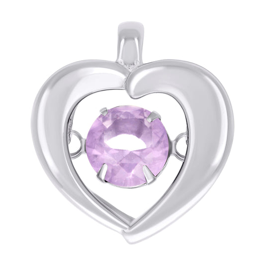 Sterling Silver Womens Pink Cubic-Zirconia Heart Pendant