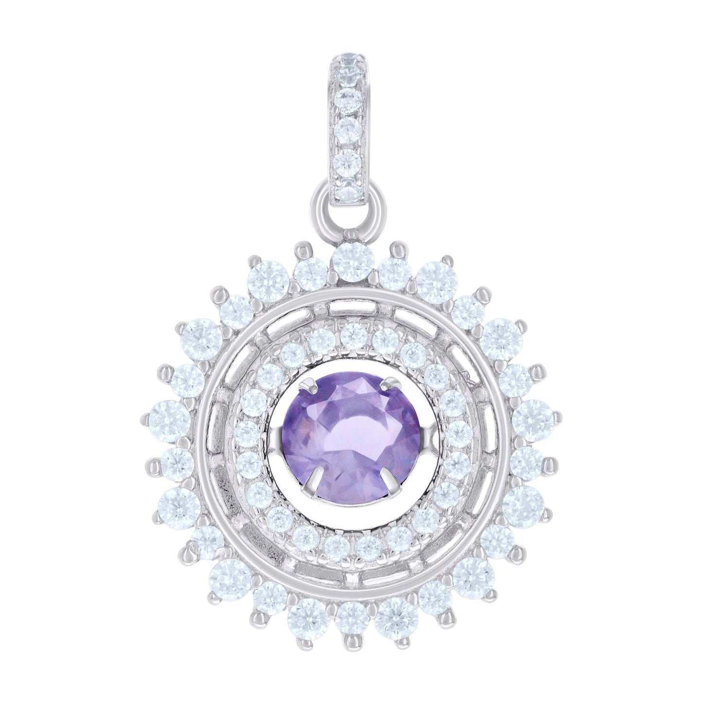 Sterling Silver Womens Cubic-Zirconia Fashion Charm Pendant