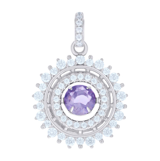 Sterling Silver Womens Cubic-Zirconia Fashion Charm Pendant