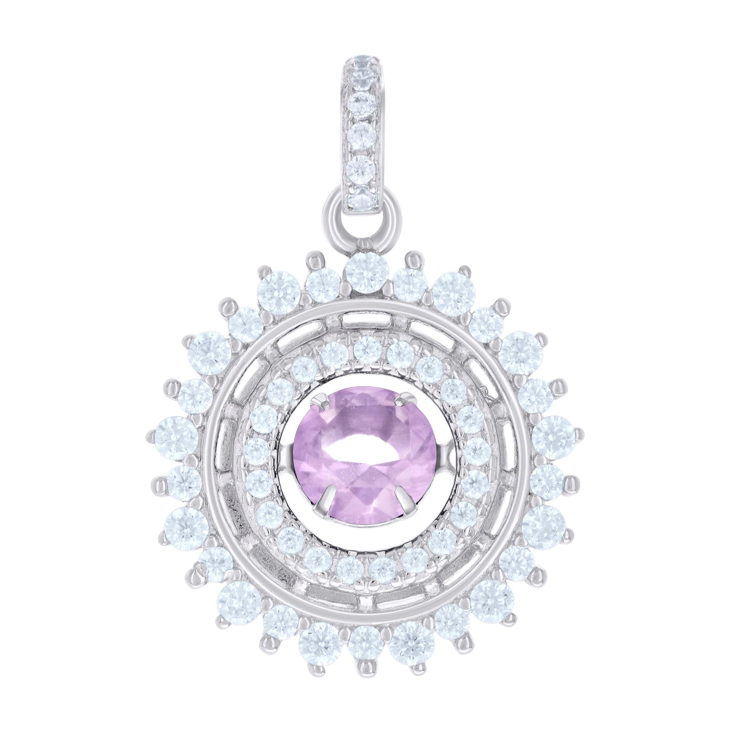Sterling Silver Womens Cubic-Zirconia Fashion Charm Pendant