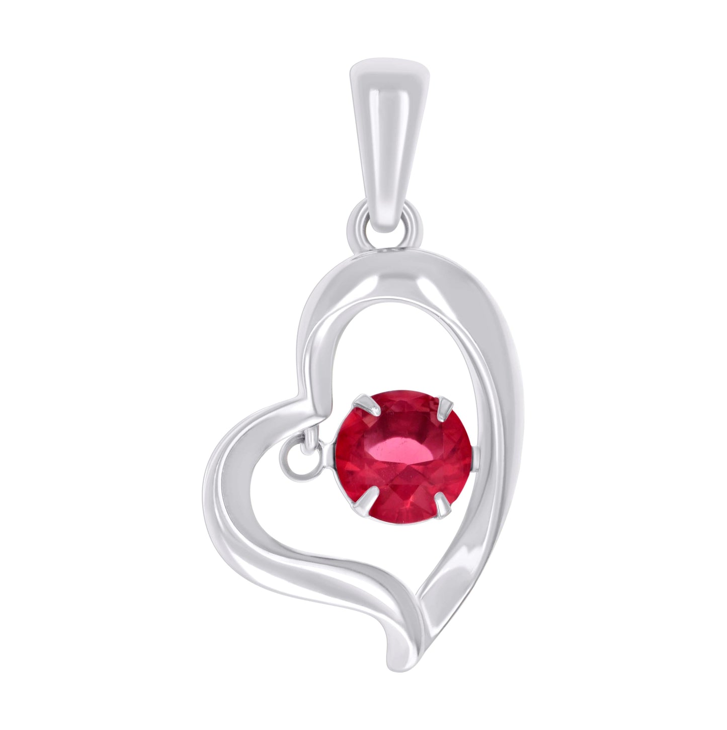 Sterling Silver Womens Cubic-Zirconia Heart Charm Pendant
