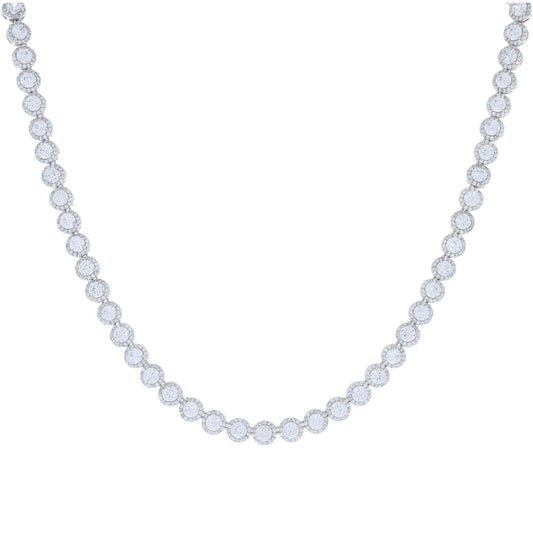 Sterling Silver Womens Cubic-Zirconia Fashion Link Necklace