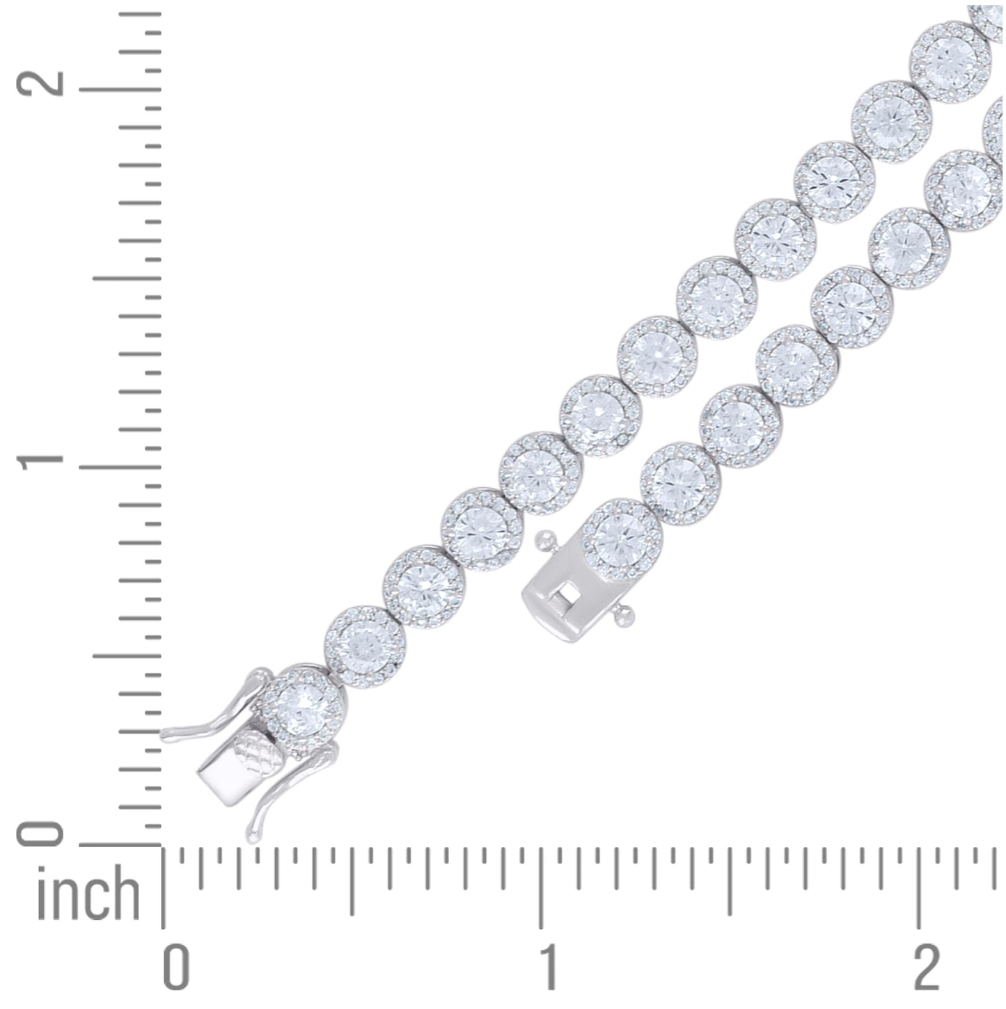 Sterling Silver Women Cubic-Zirconia Fashion Link Bracelet 7 Inches